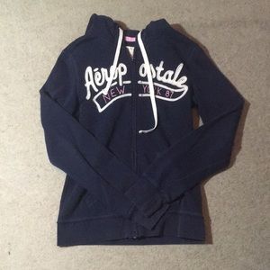 Aeropostale Navy Blue Lettered Zip-Up Hoodie